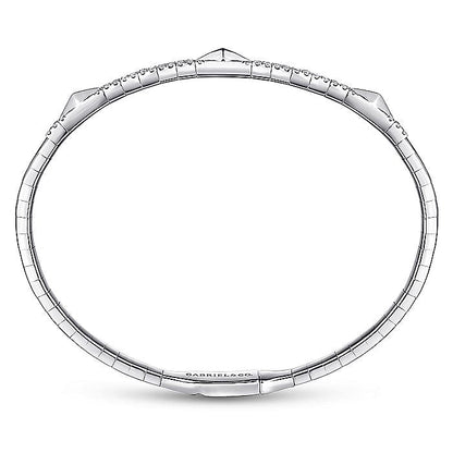 Gabriel & Co. BG4187-65W45JJ 14K White Gold Diamond Bangle with Pyramid Rhombus Stations