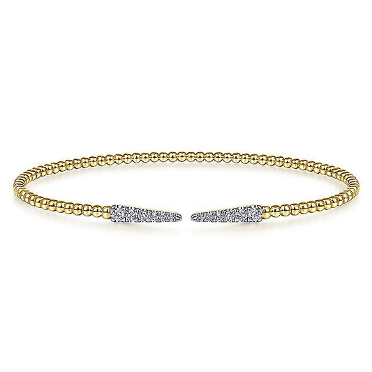 Gabriel & Co. BG4216-62Y45JJ Split 14K Yellow Gold Bujukan Bead Cuff Bracelet with Diamond Pavé Spikes