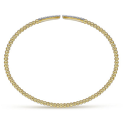 Gabriel & Co. BG4216-62Y45JJ Split 14K Yellow Gold Bujukan Bead Cuff Bracelet with Diamond Pavé Spikes