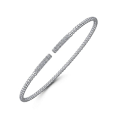 Gabriel & Co. BG4218-62W45JJ 14K White Gold Bujukan Bead Cuff Bracelet with Diamond Pavé Bars