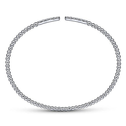 Gabriel & Co. BG4218-62W45JJ 14K White Gold Bujukan Bead Cuff Bracelet with Diamond Pavé Bars