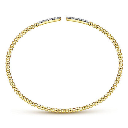 Gabriel & Co. BG4218-62Y45JJ 14K Yellow Gold Bujukan Bead Cuff Bracelet with Diamond Pavé Bars
