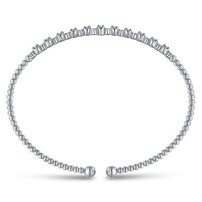 Gabriel & Co. BG4228-62W45JJ 14K White Gold Bujukan Bead Cuff Bracelet with Diamond Stations