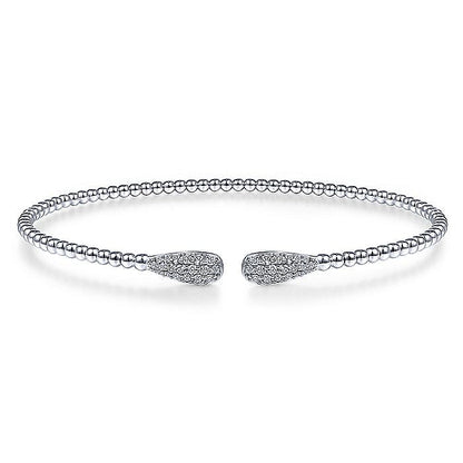 Gabriel & Co. BG4230-62W45JJ 14K White Gold Bujukan Cuff Bracelet with Diamond Pave Teardrops in size 6.25