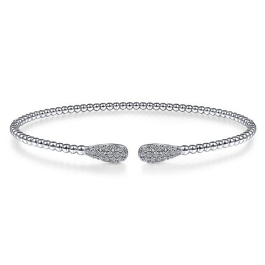 Gabriel & Co. BG4230-62W45JJ 14K White Gold Bujukan Cuff Bracelet with Diamond Pave Teardrops in size 6.25