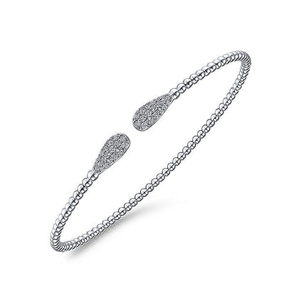 Gabriel & Co. BG4230-62W45JJ 14K White Gold Bujukan Cuff Bracelet with Diamond Pave Teardrops in size 6.25
