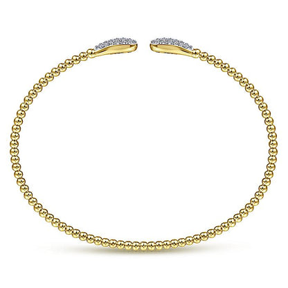 Gabriel & Co. BG4230-62Y45JJ 14K Yellow Gold Bujukan Bead Cuff Bracelet with Diamond Pavé Teardrops