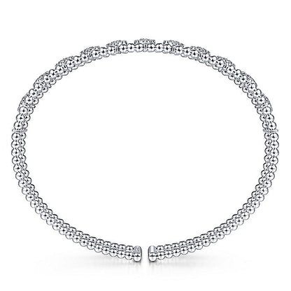 Gabriel & Co. BG4232-62W45JJ 14K White Gold Bujukan Bead Cuff Bracelet with Pavé Diamond Connectors