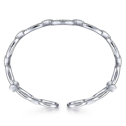Gabriel & Co. BG4237-62W45JJ 14K White Gold Diamond Pavé Chain Link Cuff Bracelet