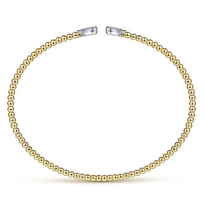 Gabriel & Co. BG4253-62M45JJ 14K Yellow Gold Bujukan Split Cuff Bracelet with White Gold Pavé Diamond Hearts