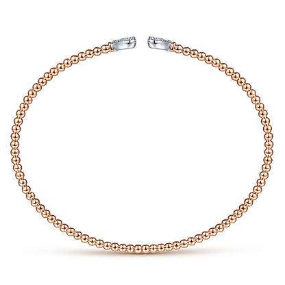 Gabriel & Co. BG4253-62T45JJ 14K Rose Gold Bujukan Split Cuff Bracelet with White Gold Pavé Diamond Hearts