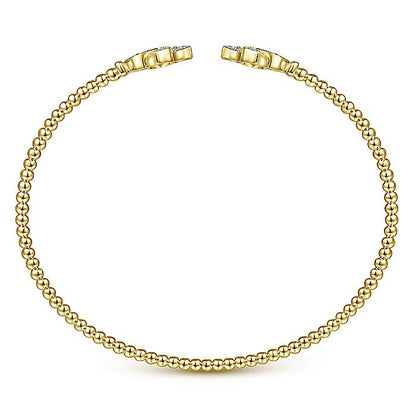 Gabriel & Co. BG4256-62Y45JJ 14K Yellow Gold Bujukan Split Cuff Bracelet with Diamond Flower Caps
