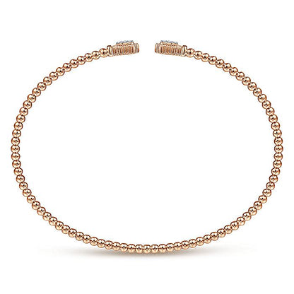 Gabriel & Co. BG4261-62K45JJ 14K Rose Gold Bujukan Split Cuff Bracelet with Diamond Pavé Hexagon Caps