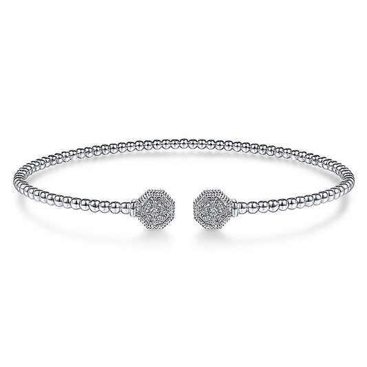 Gabriel & Co. BG4261-62W45JJ 14K White Gold Bujukan Split Cuff Bracelet with Diamond Pavé Hexagon Caps