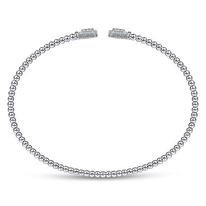 Gabriel & Co. BG4261-62W45JJ 14K White Gold Bujukan Split Cuff Bracelet with Diamond Pavé Hexagon Caps