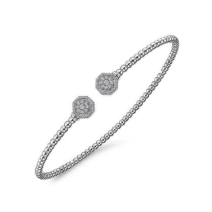 Gabriel & Co. BG4261-65W45JJ 14K White Gold Bujukan Split Cuff Bracelet with Diamond Pavé Hexagon Caps
