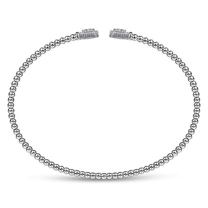Gabriel & Co. BG4261-65W45JJ 14K White Gold Bujukan Split Cuff Bracelet with Diamond Pavé Hexagon Caps