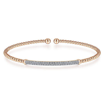 Gabriel & Co. BG4262-62K45JJ 14K Rose Gold Bujukan Split Cuff Bracelet with Diamond Pavé Bar