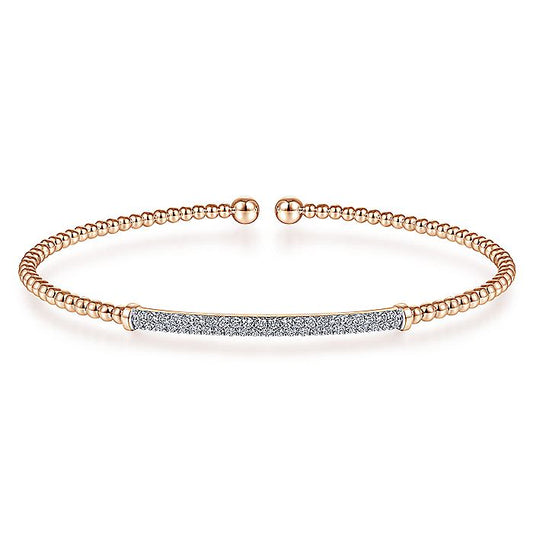 Gabriel & Co. BG4262-62K45JJ 14K Rose Gold Bujukan Split Cuff Bracelet with Diamond Pavé Bar