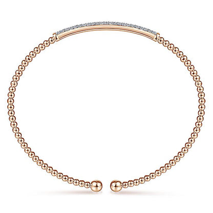Gabriel & Co. BG4262-62K45JJ 14K Rose Gold Bujukan Split Cuff Bracelet with Diamond Pavé Bar