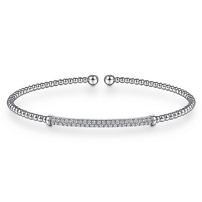 Gabriel & Co. BG4262-62W45JJ 14K White Gold Bujukan Split Cuff Bracelet with Diamond Pavé Bar