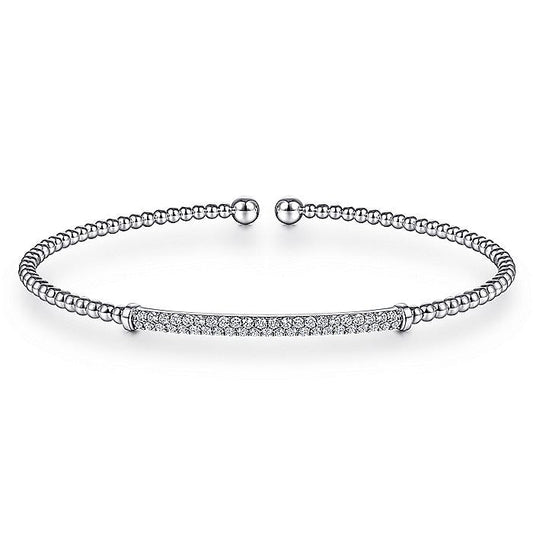 Gabriel & Co. BG4262-62W45JJ 14K White Gold Bujukan Split Cuff Bracelet with Diamond Pavé Bar