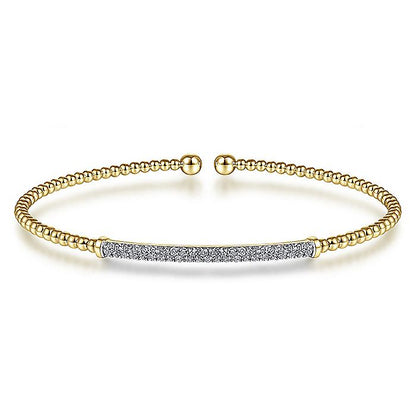 Gabriel & Co. BG4262-65Y45JJ 14K Yellow Gold Bujukan Split Cuff Bracelet with Diamond Pavé Bar