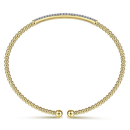 Gabriel & Co. BG4262-65Y45JJ 14K Yellow Gold Bujukan Split Cuff Bracelet with Diamond Pavé Bar