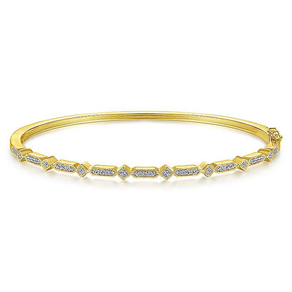 Gabriel & Co. BG4309-62Y45JJ 14K Yellow Gold Alternating Geometric Stations Diamond Bangle