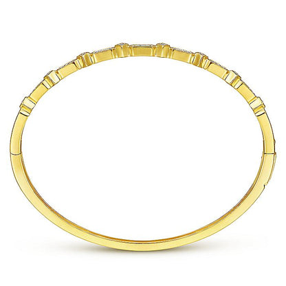 Gabriel & Co. BG4309-62Y45JJ 14K Yellow Gold Alternating Geometric Stations Diamond Bangle