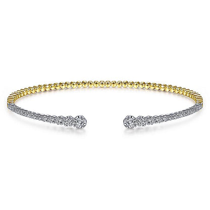 Gabriel & Co. BG4322-62M45JJ 14K Yellow and White Gold Split Cuff Bracelet with Graduating Diamonds