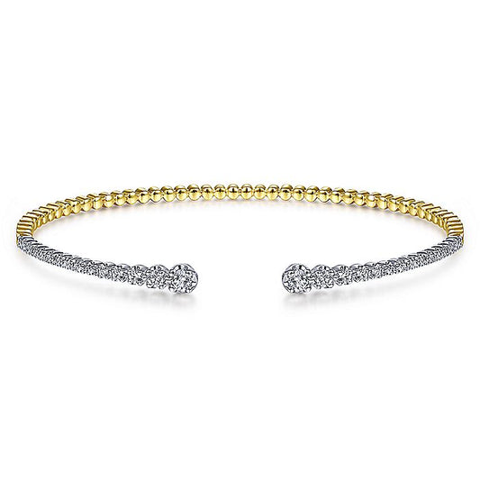 Gabriel & Co. BG4322-62M45JJ 14K Yellow and White Gold Split Cuff Bracelet with Graduating Diamonds