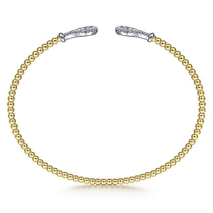 Gabriel & Co. BG4328-62M45JJ 14K Yellow-White Gold Open Bujukan Bangle with Diamond Teardrops