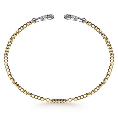 Gabriel & Co. BG4328-65M45JJ 14K Yellow-White Gold Open Bujukan Bangle with Diamond Teardrops