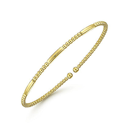 Gabriel & Co. BG4419-62Y4JJJ 14K Yellow Gold Bujukan Bead Open Bangle