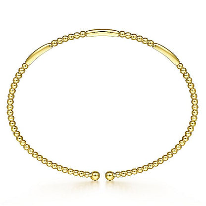 Gabriel & Co. BG4419-62Y4JJJ 14K Yellow Gold Bujukan Bead Open Bangle