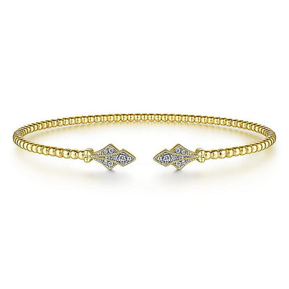 Gabriel & Co. BG4612-62Y45JJ 14K Yellow Gold Bujukan Bead Split Cuff with Diamonds