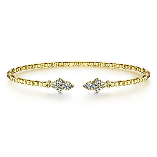 Gabriel & Co. BG4612-62Y45JJ 14K Yellow Gold Bujukan Bead Split Cuff with Diamonds