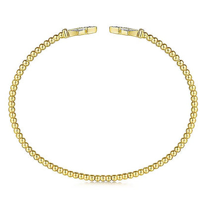 Gabriel & Co. BG4612-62Y45JJ 14K Yellow Gold Bujukan Bead Split Cuff with Diamonds