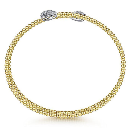 Gabriel & Co. BG4621-62M45JJ 14K White&Yellow Gold Bujukan Bead Wrap Bracelet with White Gold Diamond End Caps