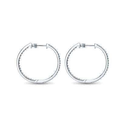 Gabriel & Co. EG10289W45JJ 14K White Gold Prong Set 25mm Round Inside Out Diamond Hoop Earrings