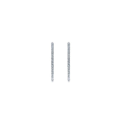 Gabriel & Co. EG10289W45JJ 14K White Gold Prong Set 25mm Round Inside Out Diamond Hoop Earrings