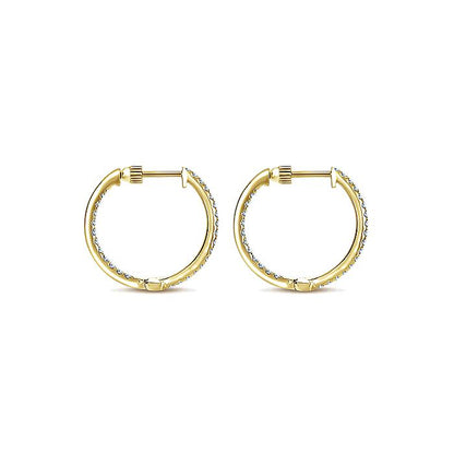 Gabriel & Co. EG10856Y45JJ 14K Yellow Gold Tiger Claw Set 20mm Round Inside Out Diamond Hoop Earrings