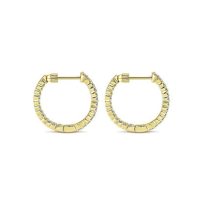 Gabriel & Co. EG10861Y45JJ 14K Yellow Gold Prong Set 20mm Round Inside Out Diamond Hoop Earrings