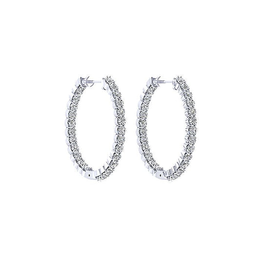 Gabriel & Co. EG10864W45JJ 14K White Gold Prong Set 25mm Round Inside Out Diamond Hoop Earrings