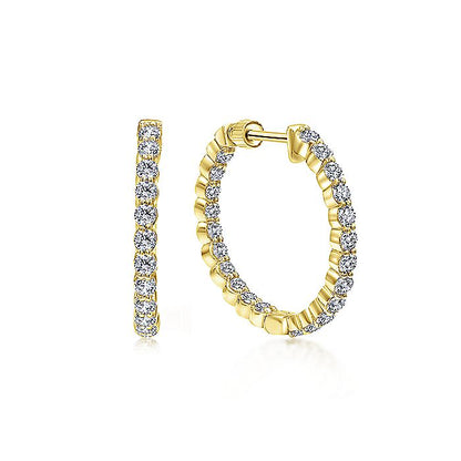 Gabriel & Co. EG10865Y45JJ 14K Yellow Gold Prong Set 20mm Round Inside Out Diamond Hoop Earrings