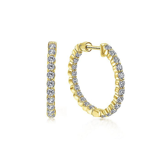 Gabriel & Co. EG10865Y45JJ 14K Yellow Gold Prong Set 20mm Round Inside Out Diamond Hoop Earrings