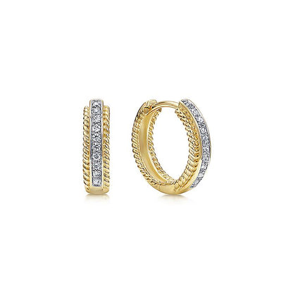 Gabriel & Co. EG10887Y45JJ 14K Yellow Gold 15mm Diamond Hoop Earrings