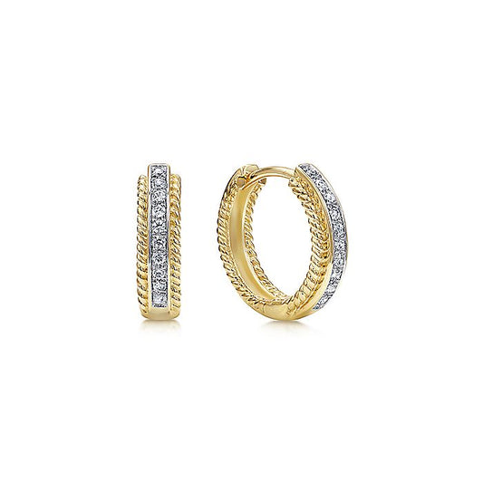 Gabriel & Co. EG10887Y45JJ 14K Yellow Gold 15mm Diamond Hoop Earrings