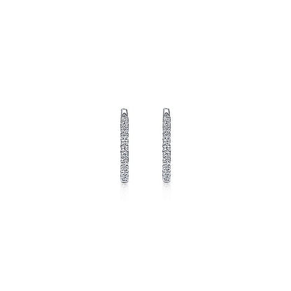 Gabriel & Co. EG11122W45JJ 14K White Gold Classic 15mm Pavé Diamond Huggies